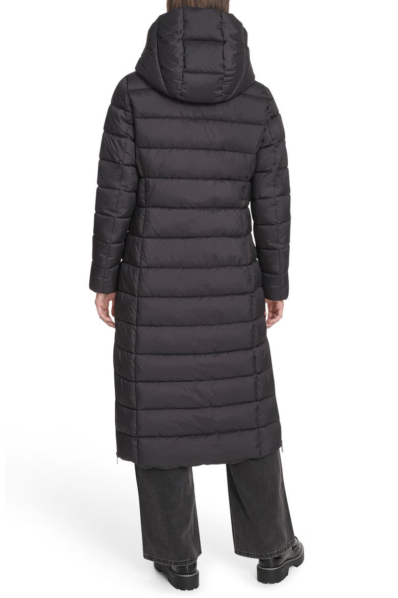 Water Resistant Stadium Length Quilted Puffer Coat, Alternate, color, BLACK