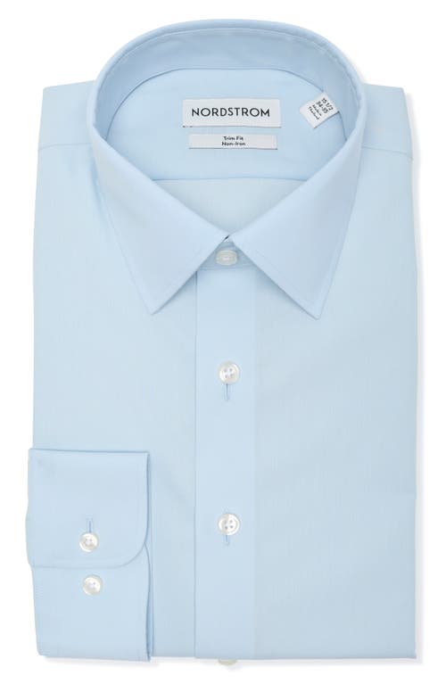 Nordstrom Non-iron Trim Fit Solid Cotton Dress Shirt In Blue Skyway