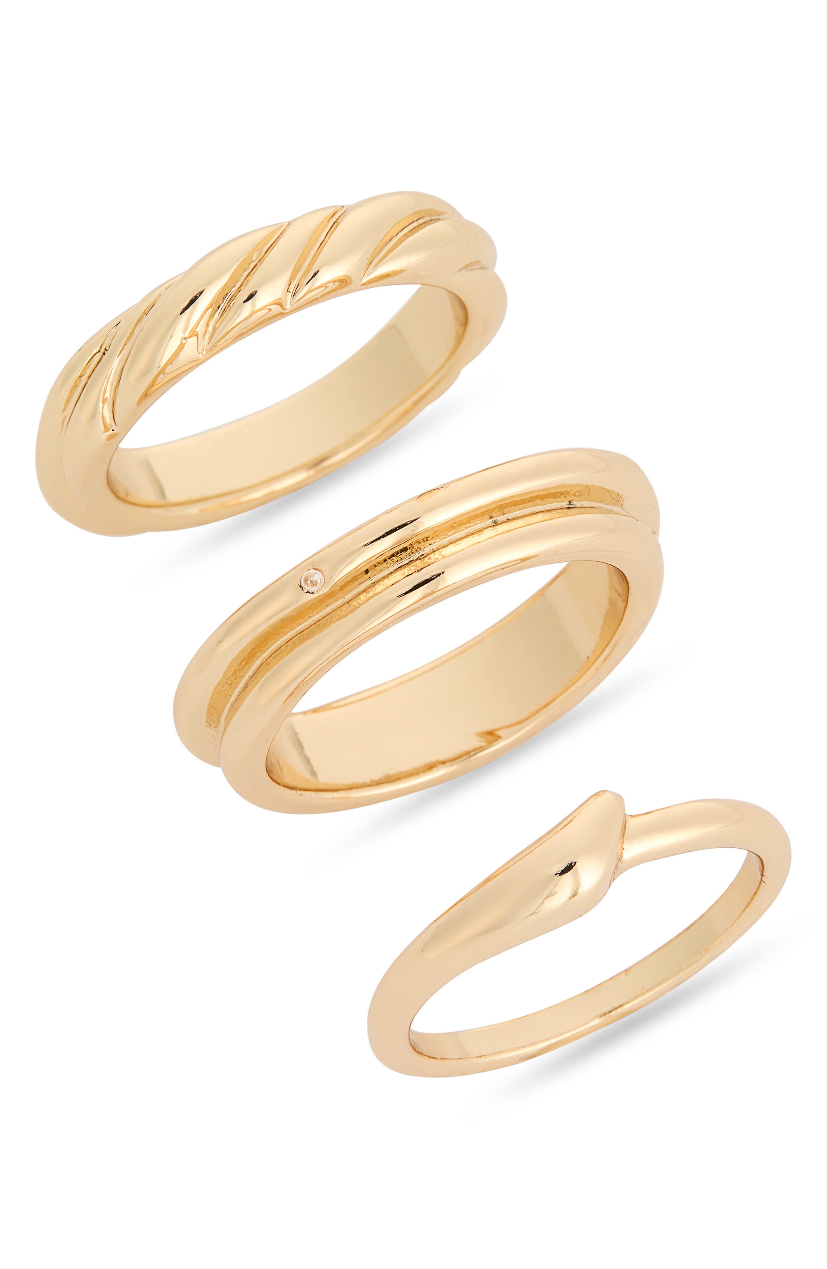 Set of 3 Twisted Assorted Band Rings