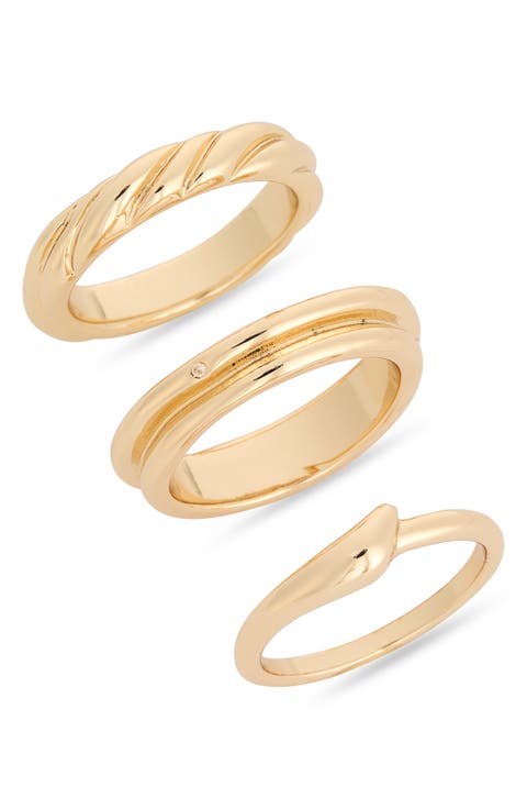Set of 3 Twisted Assorted Band Rings
