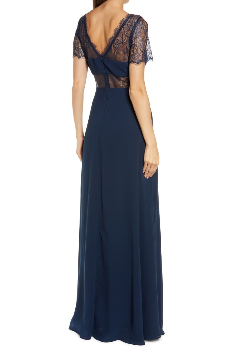 Waiting for Love Lace Gown, Alternate, color, NAVY BLUE