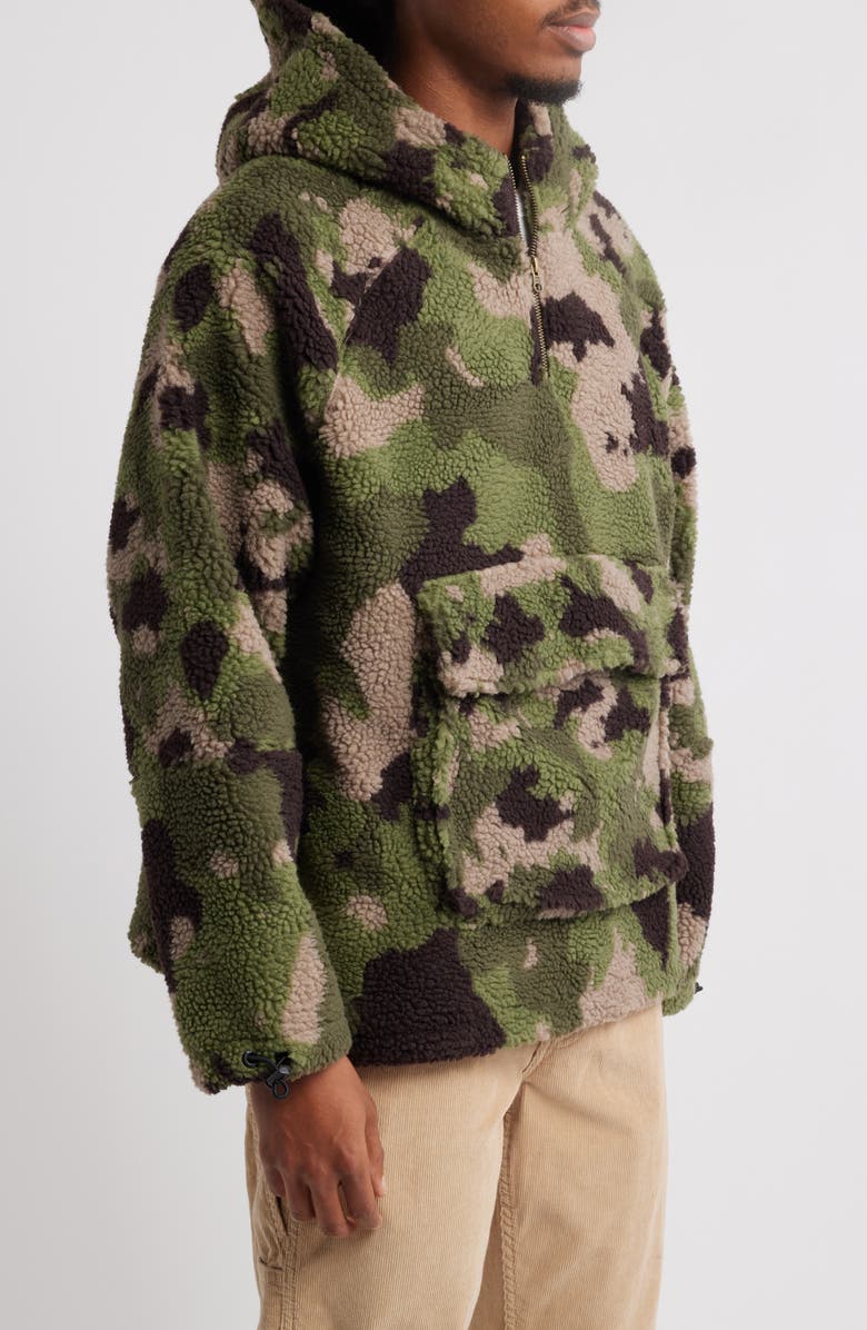 Vans Oversize Camo Hooded Fleece Quarter Zip Pullover, Alternate, color,
