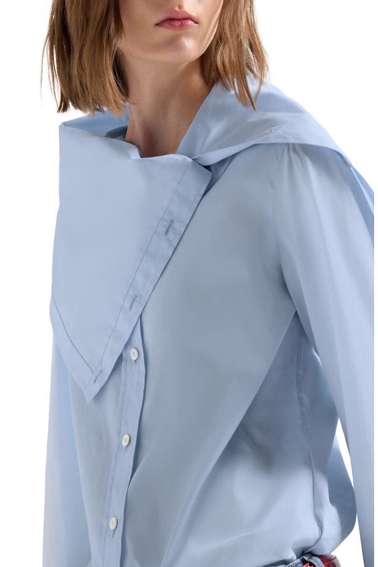 Asymmetrical Collar Cotton Poplin Shirt, Alternate, color, POPELINE SKY BL