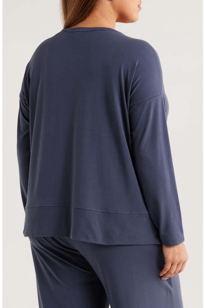 Boxy Long Sleeve V-Neck Top, Alternate, color, OCEAN
