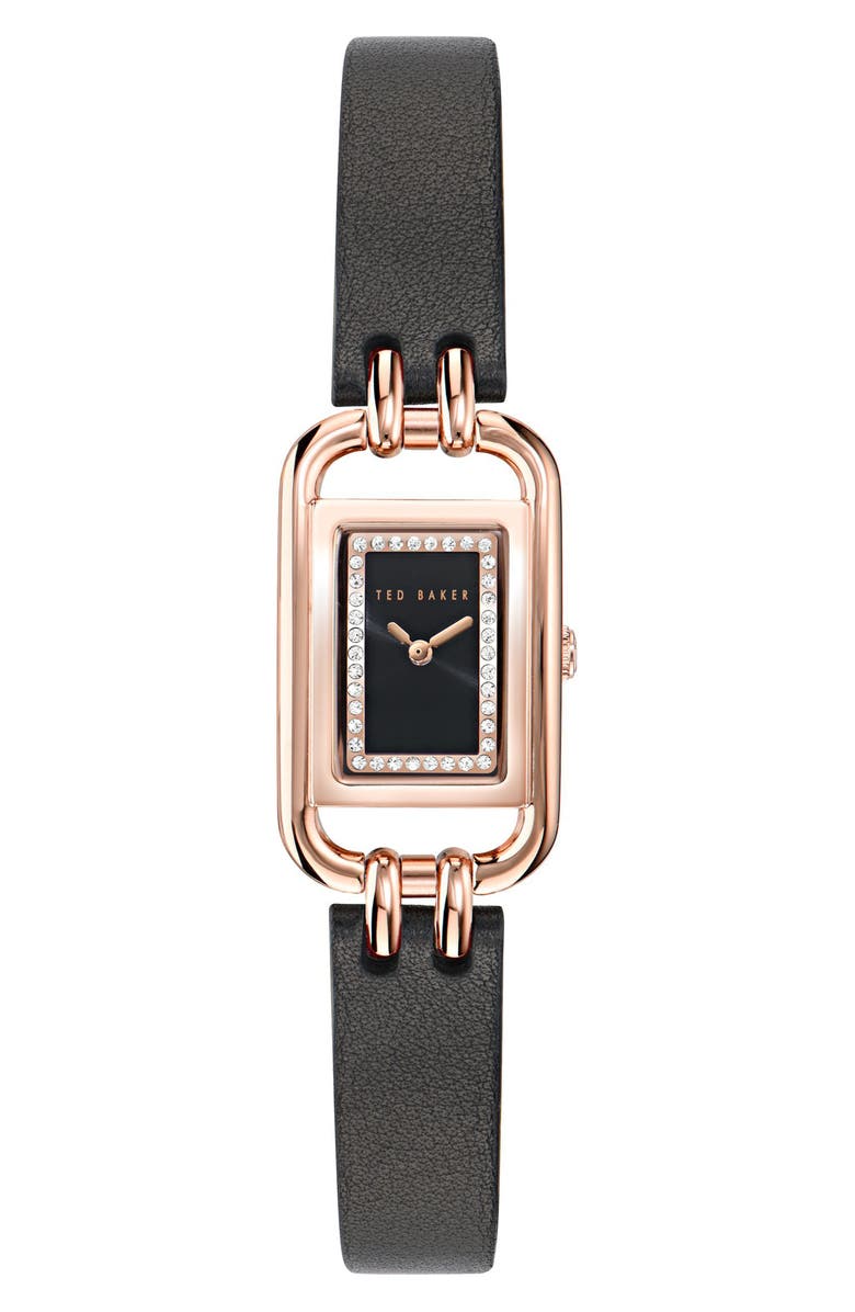 Ted Baker London Iconic Leather Strap Watch, 8mm x 12mm, Main, color,