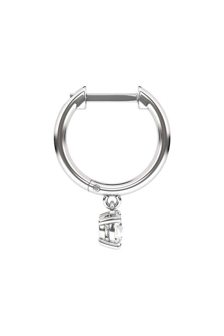 Lab Created Diamond Drop Huggie Hoop Earrings, Alternate, color, 18K WHITE GOLD