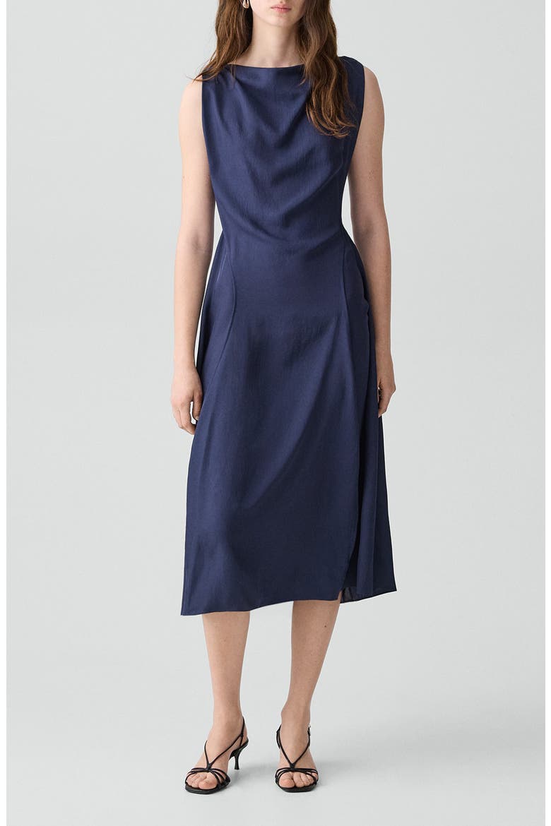 Boat Neck Midi Dress, Main, color, NOCTURNE NAVY