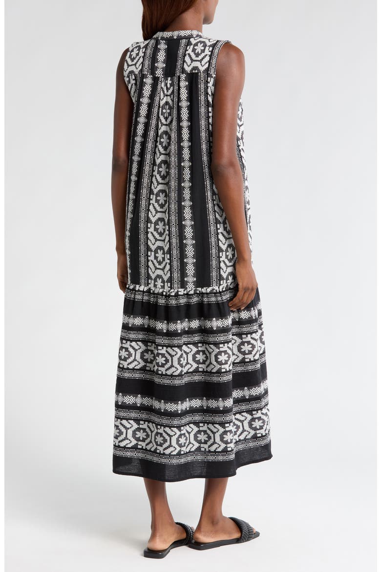 Sleeveless Cotton Cover-Up Midi Dress, Alternate, color, BLACK/ WHITE