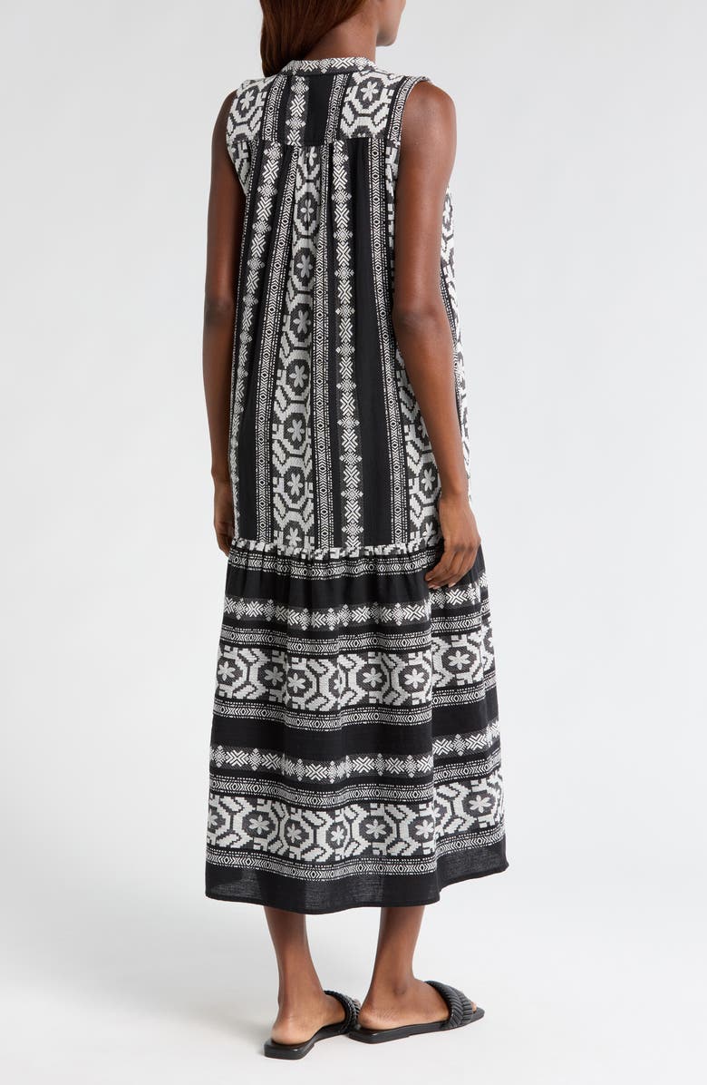 Elan Sleeveless Cotton Cover-Up Midi Dress, Alternate, color, Black/ White