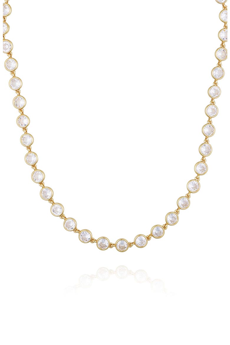 Cubic Zirconia Bezel Necklace, Main, color, 14K Gold Plated