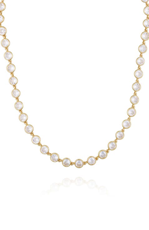 Cubic Zirconia Bezel Necklace