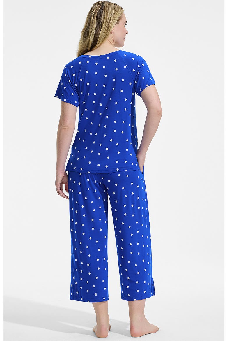 Cooling Pajama Set - Short Sleeve Top and Crop Pants, Alternate, color, Vibrant Lapis Dot