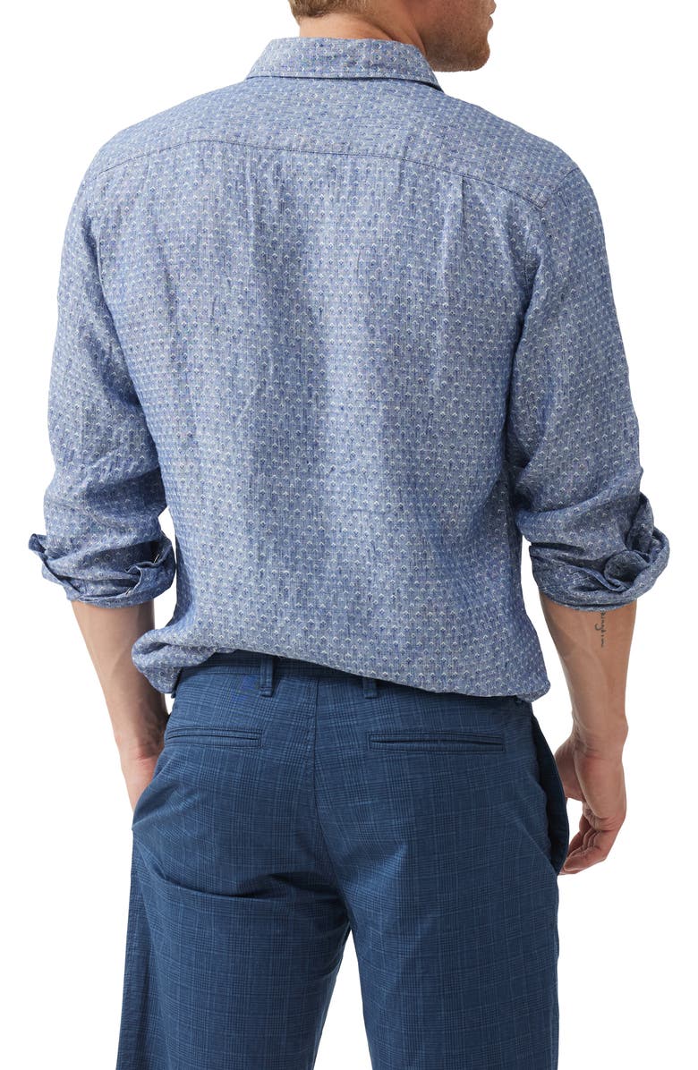 Rodd & Gunn Bendrose Sports Fit Diamond Jacquard Linen Button-Up Shirt, Alternate, color, 