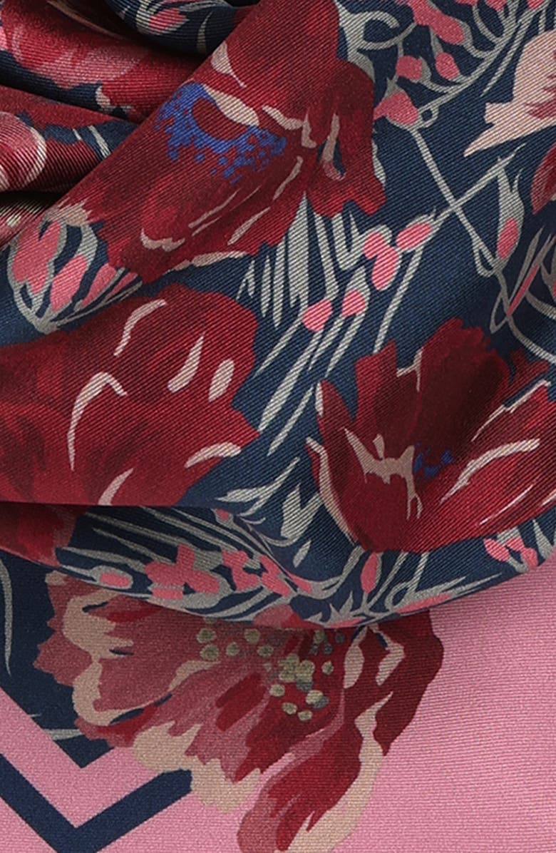 Valentino Garavani Après L'Hiver Poppy Print Silk Square Scarf, Alternate, color, Blue/ Pink