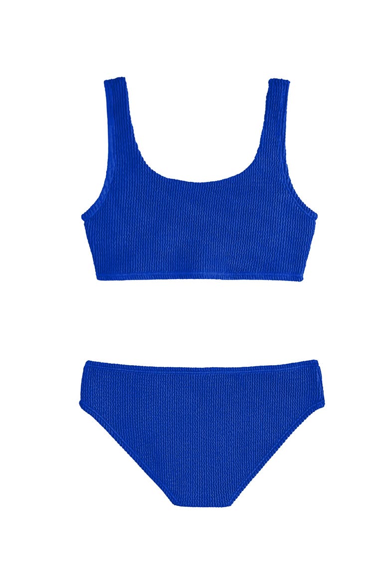Crinkle Square Neck Two Piece Swimsuit, Main, color, Blue