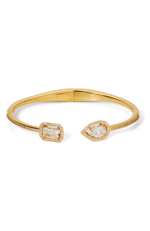 Nadri Radiant Halo Open Bangle Bracelet in Gold 