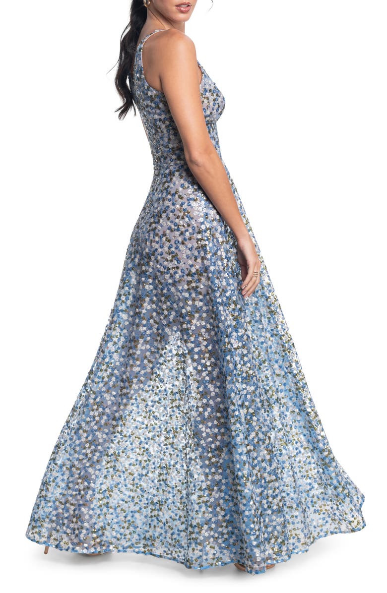 Dress the Population Ariyah Sequin Embroidered Ballgown, Alternate, color, Mineral Blue