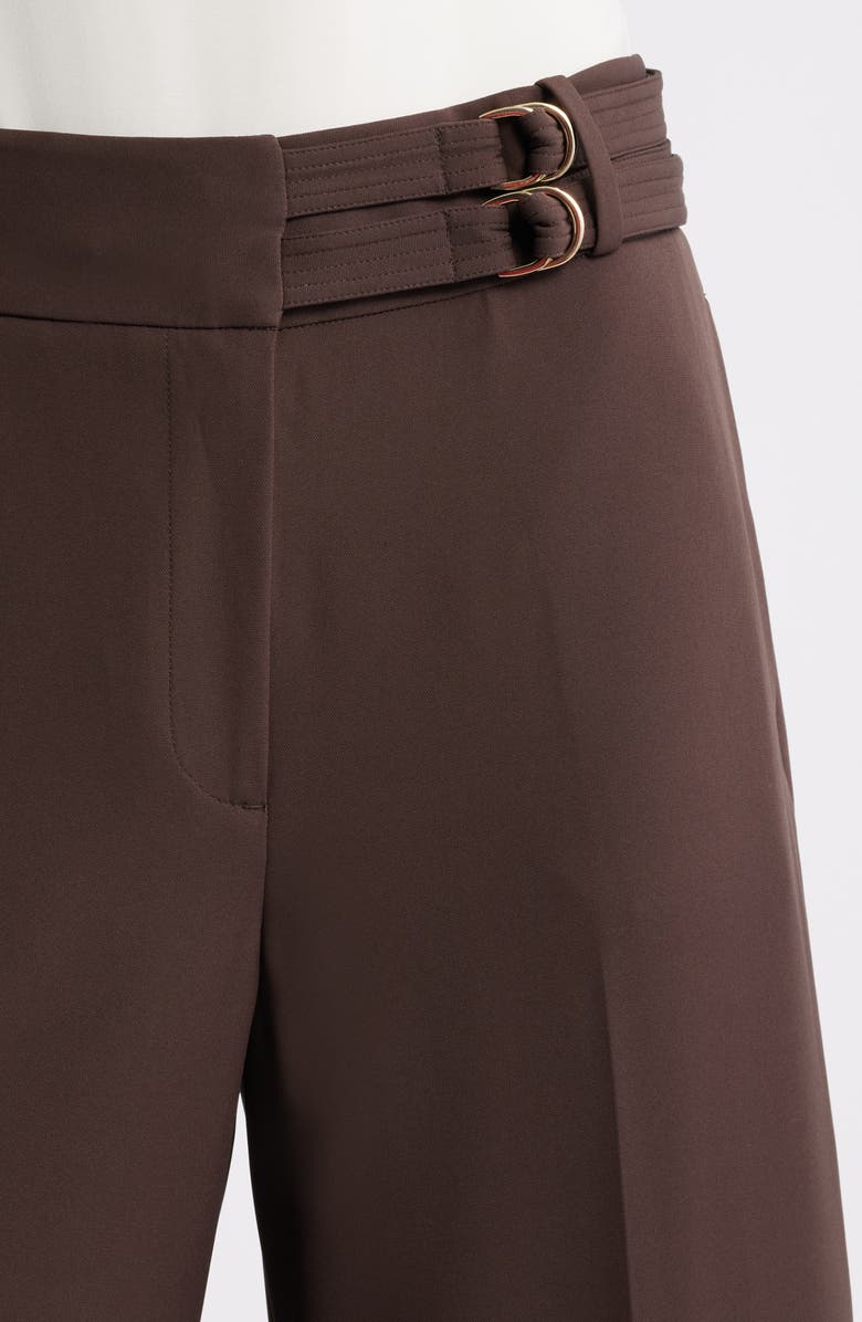 Elie Tahari The Malka Belt Detail Pants, Alternate, color, Bistro Brown