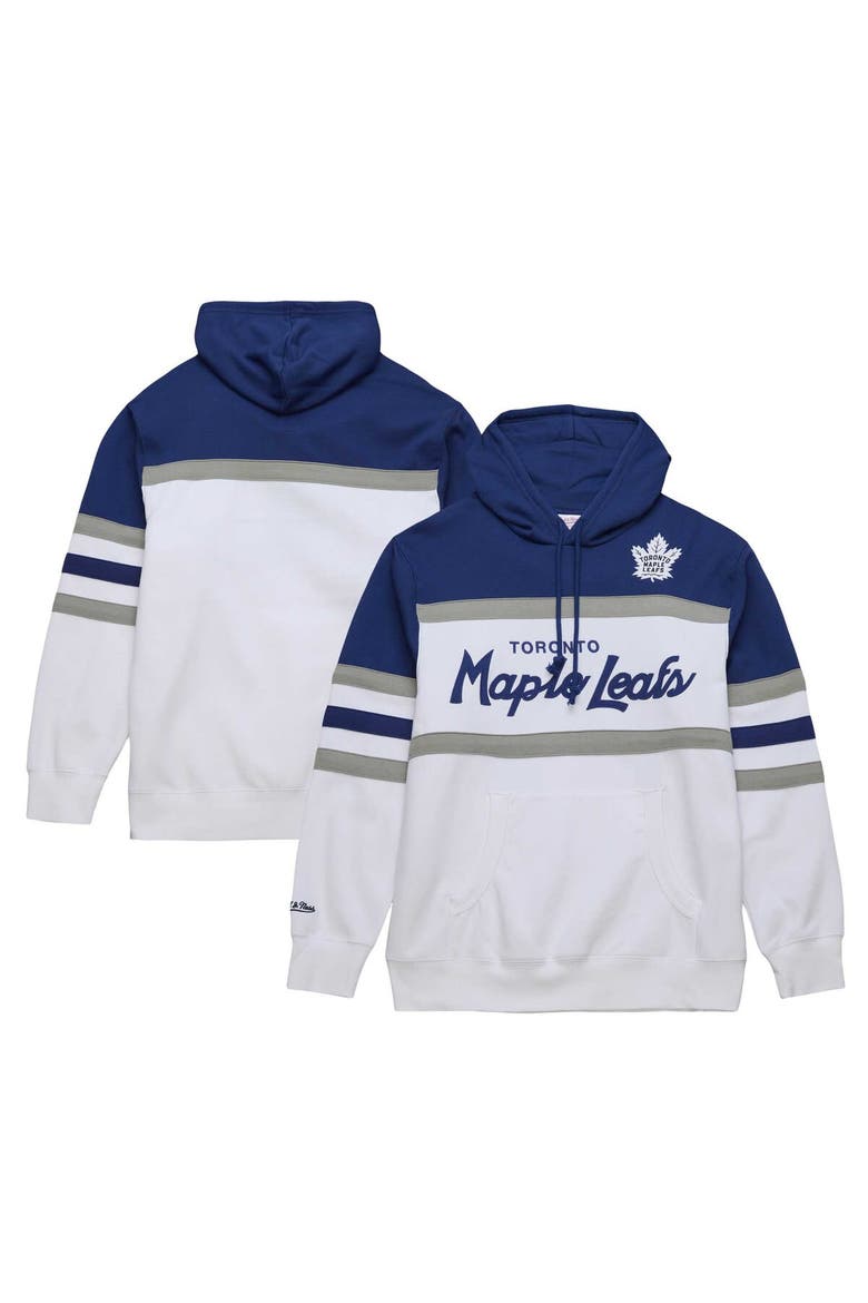 Men's Mitchell & Ness White/Blue Toronto Maple Leafs Head Coach Pullover Hoodie, Main, color, White