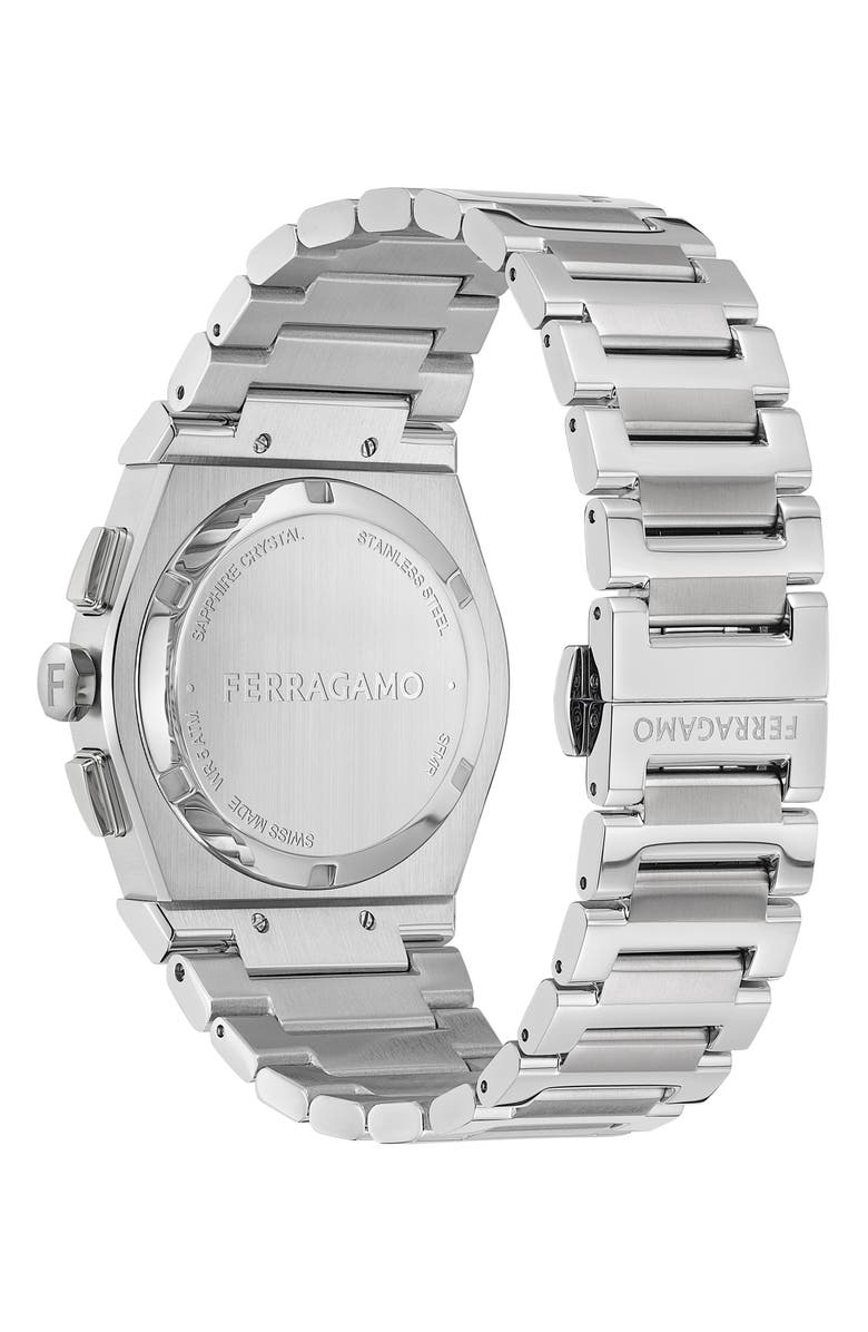 FERRAGAMO Vega Chronograph Bracelet Watch, 42mm, Alternate, color, Stainless Steel