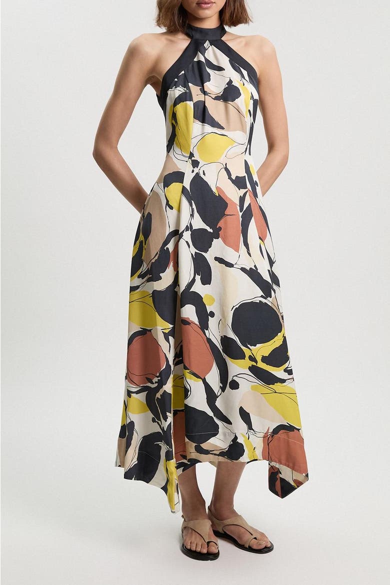 Petite Abstract Print Halter Maxi Dress, Alternate, color, Multi