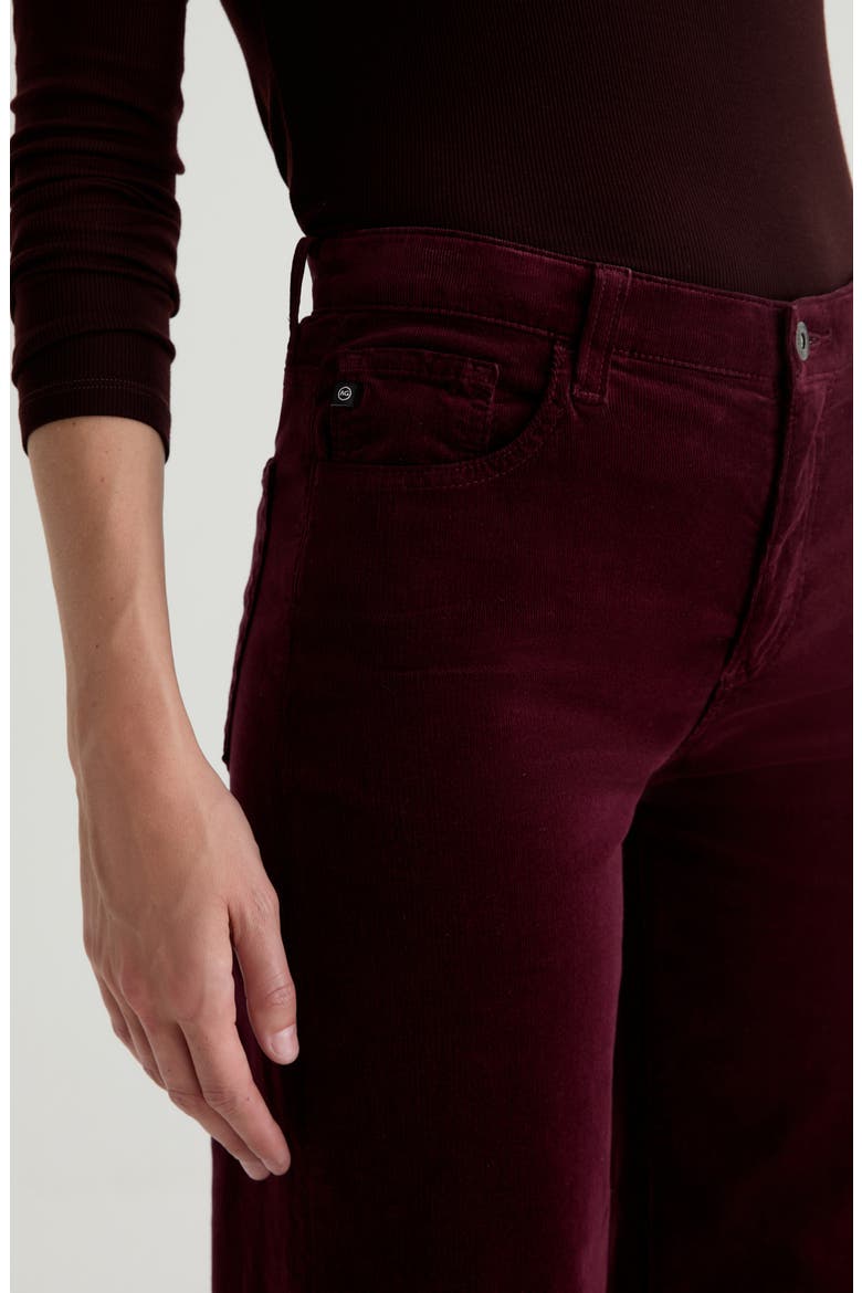 Saige Mid Rise Ankle Wide Leg Corduroy Pants, Alternate, color, WINERY