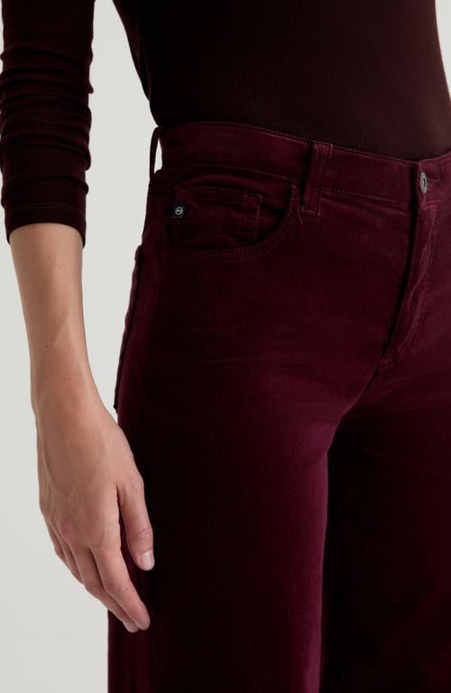 Ag Saige Mid Rise Ankle Wide Leg Corduroy Pants In Burgundy