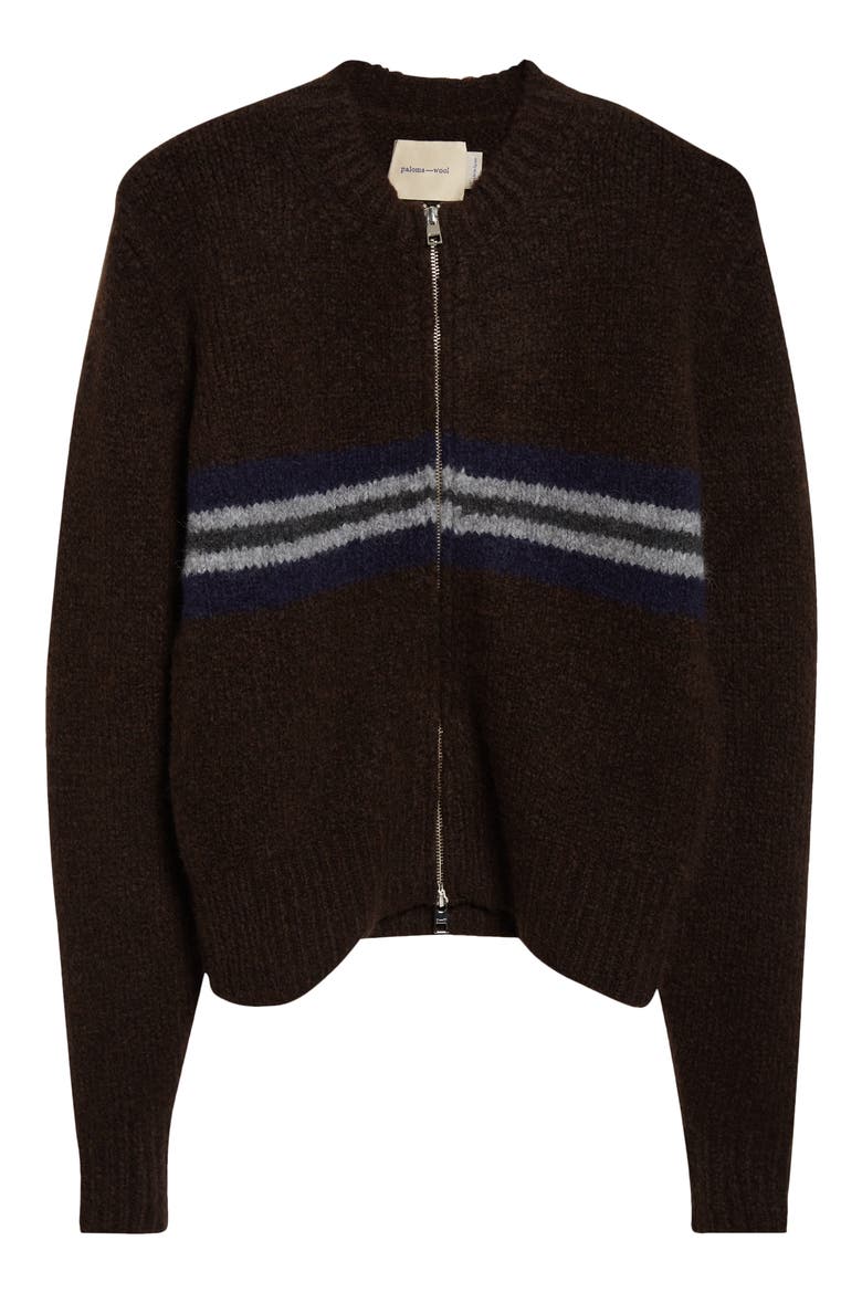 Penalti Wool Blend Zip Cardigan, Alternate, color, BROWN