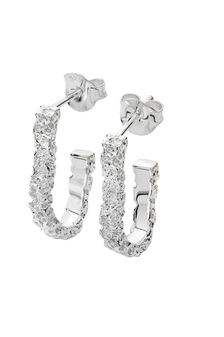 Hula Half Hoop Earring, Main, color, Sterling Silver
