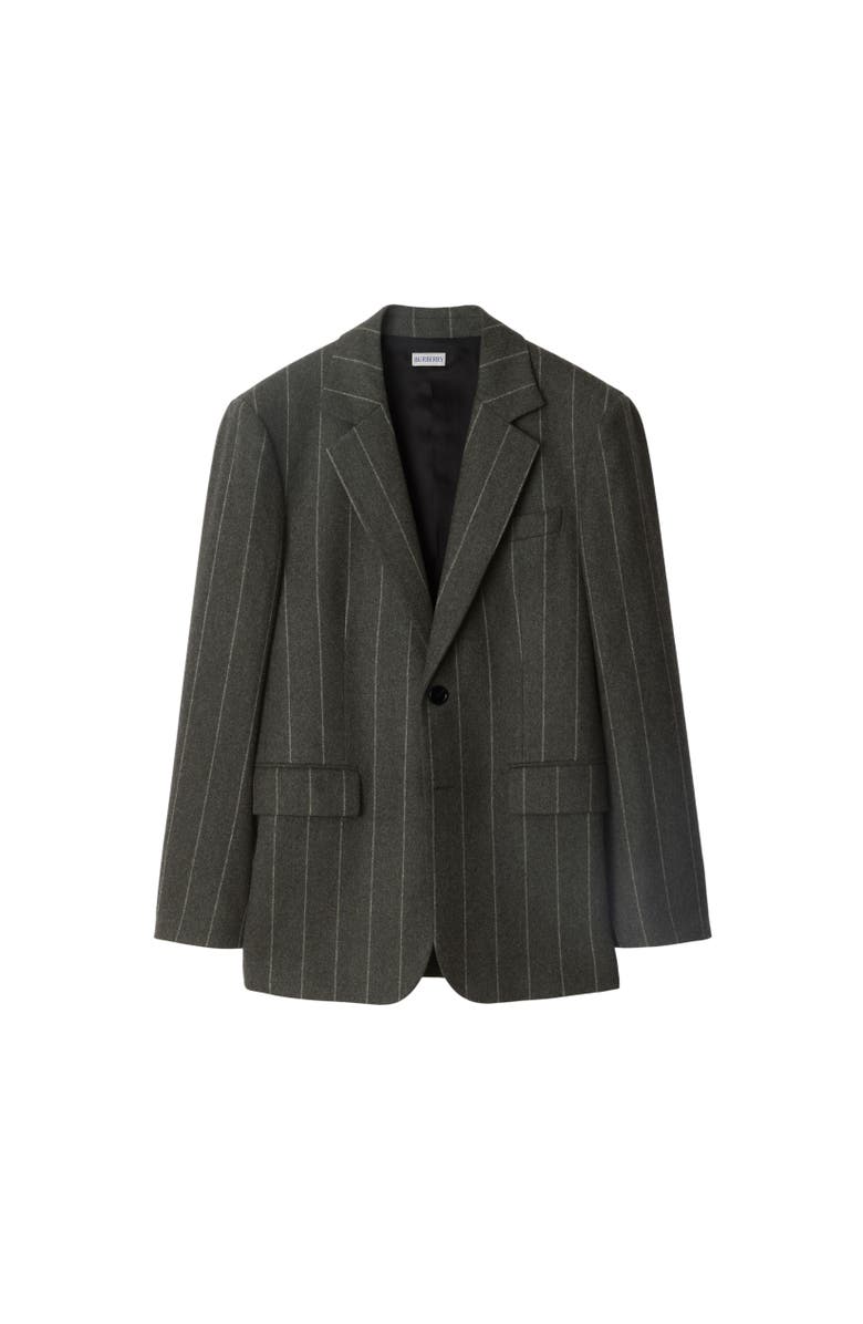 Burberry Pinstriped Wool Tailored Jacket, Alternate, color, 