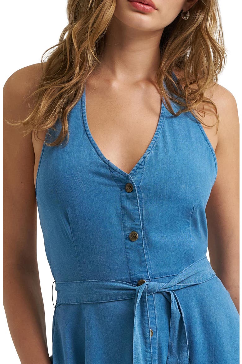 Belted Button Front Midi Dress, Alternate, color, CHAMBRAY