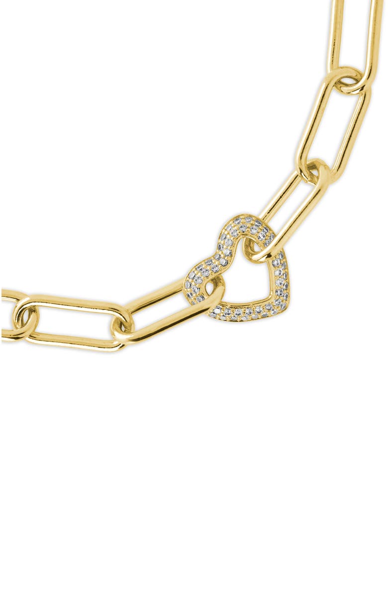 Sterling Forever Ariya Pavé Cubic Zirconia Heart Bracelet, Alternate, color, Gold