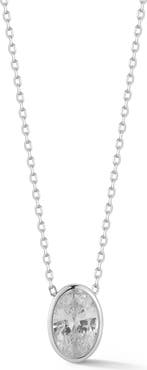 GLAZE JEWELRY Oval Cubic Zirconia Solitaire Pendant Necklace