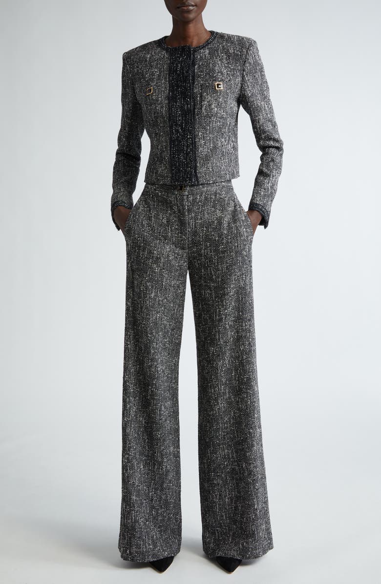 ST. JOHN Tweed Wide Leg Trousers, Alternate, color, 