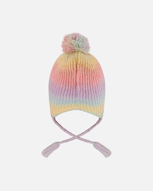 Deux Par Deux Lined Peruvian Knit Pompom Hat Multicolor In Pink