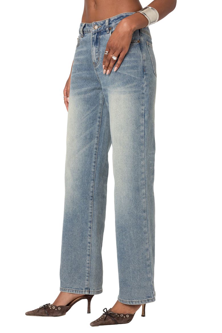 Amia High Waist Straight Leg Jeans, Alternate, color, BLUE-WASHED