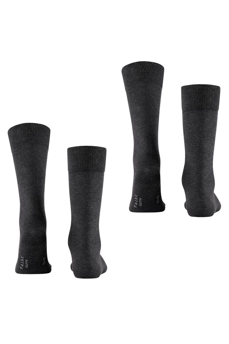 Happy 2-Pack Cotton Socks, Alternate, color, Anthracite Melange