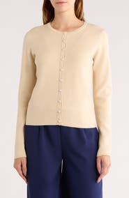 BY DESIGN Faux Pearl Button Cardigan