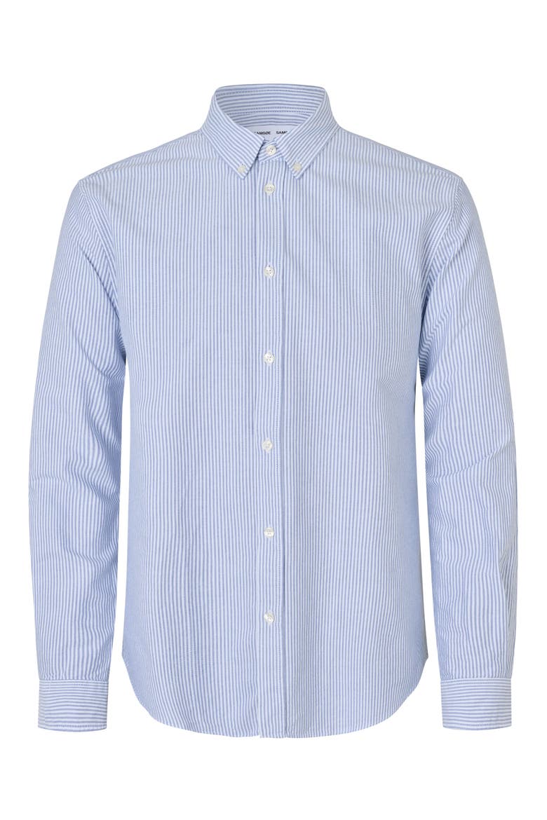 Saliam Cotton Button Down Shirt, Alternate, color, OXFORD NARROW STRIPE
