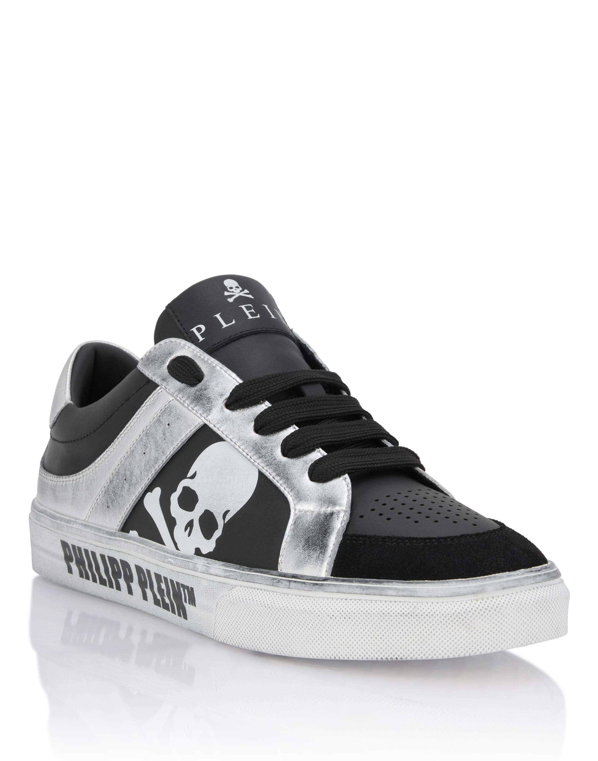 Low-Top Leather Sneakers Retrokickz Tm Unisex, Main, color, black/silver