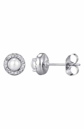 Pavé Halo Freshwater Pearl Stud Earrings