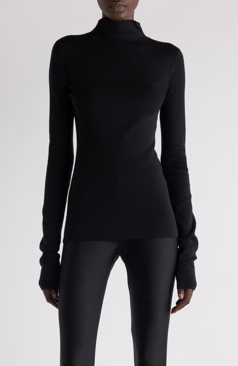 Reverse Wool Blend Polo Sweater