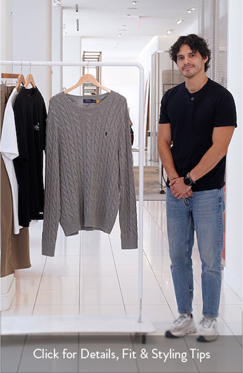 Cable Knit Cotton Crewneck Sweater