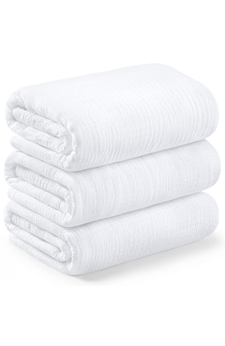 KeaBabies 3-Pack Lyra Muslin Swaddle Blankets, Main, color, Soft White