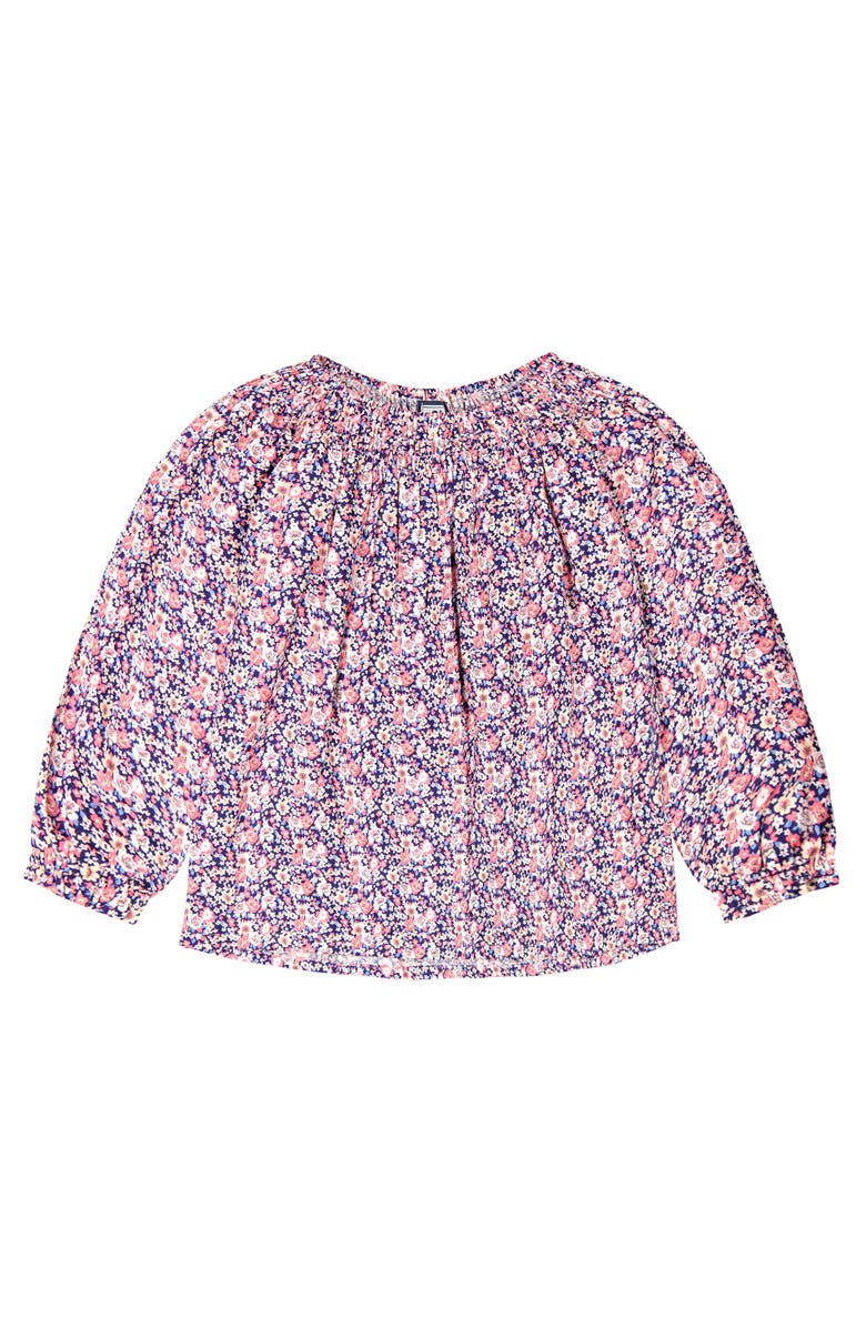 Busy Bees Georgina Girls Smocked Top Mini Pink Floral, Main, color, Pink Floral