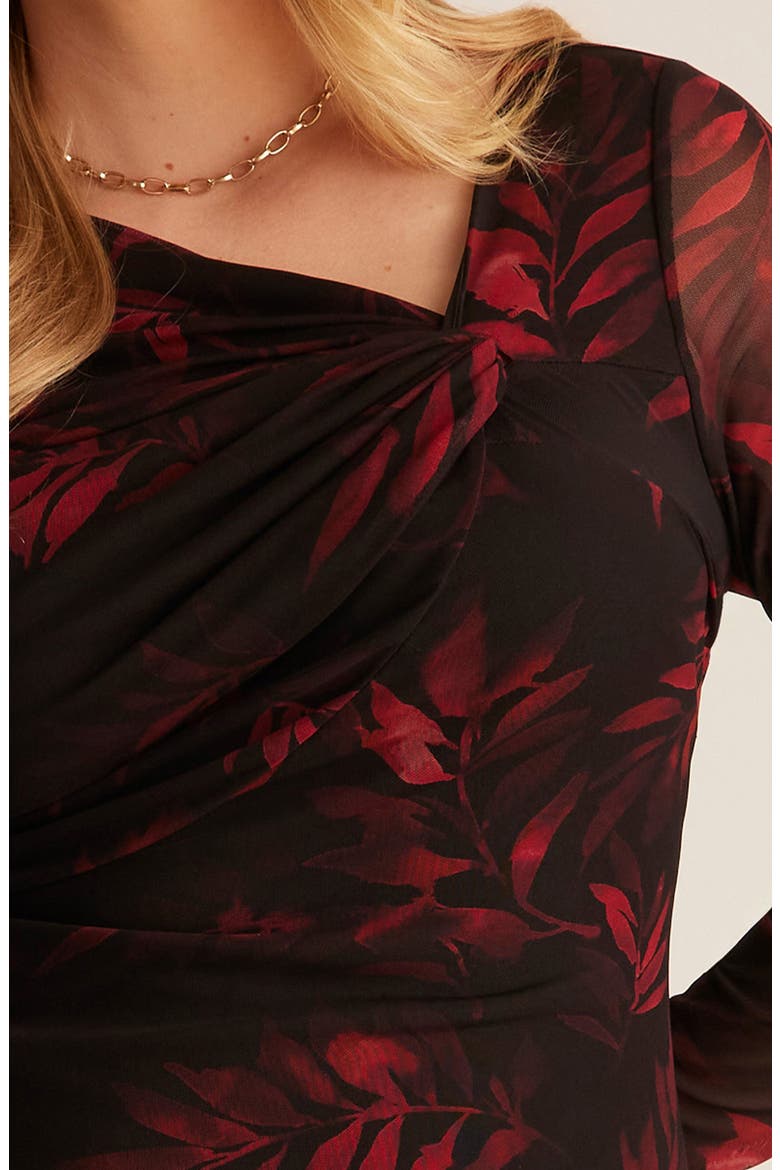 Noa Mesh Sleeve Midi Dress, Alternate, color, INFERNO