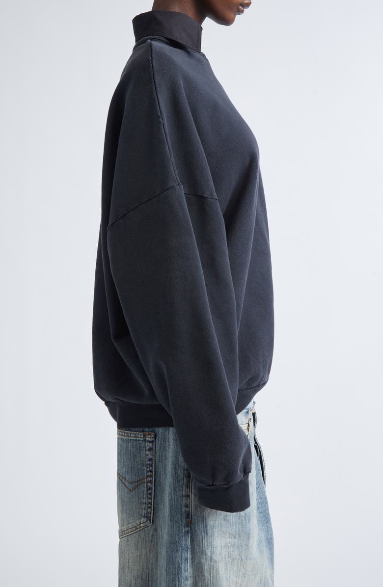 Balenciaga BB Logo Embroidered Distressed Sweatshirt, Alternate, color, 1041 Faded Washed Black