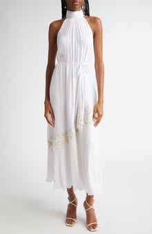 Ramy Brook Eleah Mixed Media Floral Embroidery Detail Dress