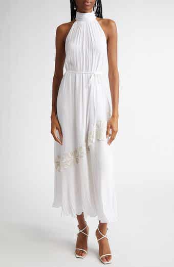 Ramy Brook Eleah Mixed Media Floral Embroidery Detail Dress