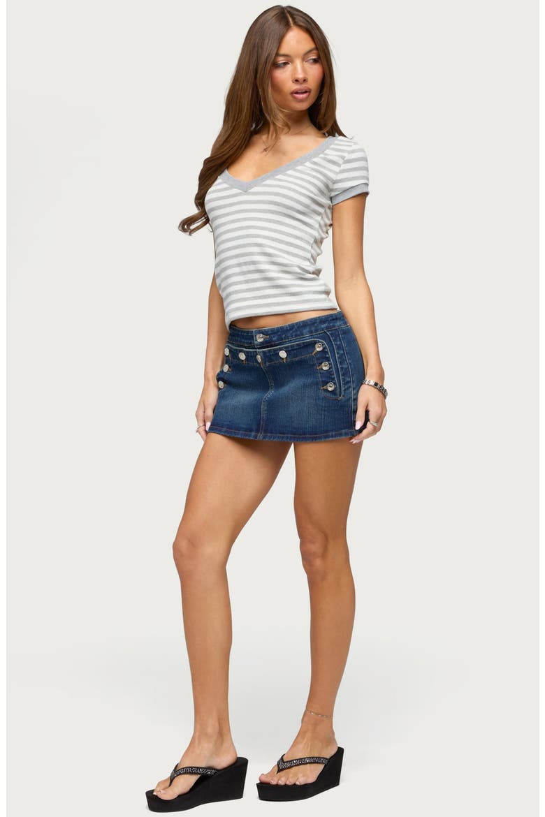 Antonela Stripe V-Neck T-Shirt, Alternate, color, GRAY-AND-WHITE